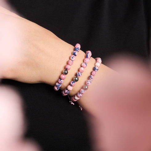 Picasso Porzellan Makramee Armband | Ferkelblau